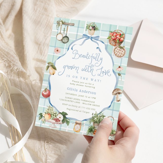 Beautifully Grown With Love Boy Baby Shower Invitation (Creator Uploaded)