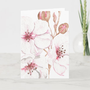 Beautifully Hand Drawn Cherry Blossom Blank Card