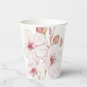 Beautifully Hand Drawn Cherry Blossom  Paper Cups