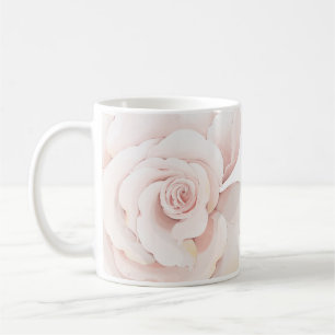 Beautifully Hand Drawn White Rose Print Coffee Mug