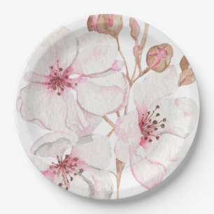 Beautifully Hand Painted Cherry blossom  Paper Plate