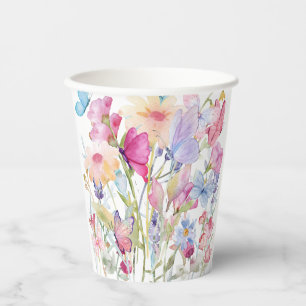 Beautifully hand painted floral print paper cups