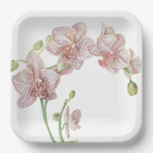 Beautifully Hand Painted Orchid Paper Plate