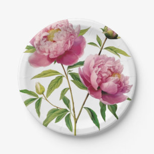 Beautifully Hand Painted peonies Paper Plate