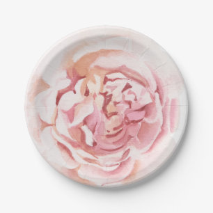 Beautifully Hand Painted Peony Print Paper Plate
