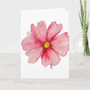 Beautifully Hand Painted Pink Flower, Blank Card