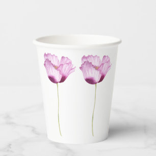 Beautifully Hand Painted Purple Gradient Tulips Paper Cups