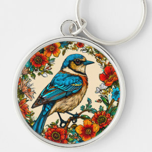 Beautifully illustrated bird key ring