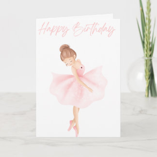Beautifully Illustrated Little Ballerina Birthday Card