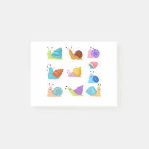 Beautifully Illustrated Snails Cartoon Snail Lover Post-it Notes