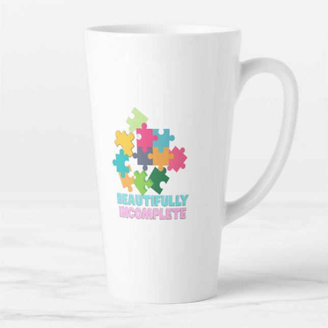 Beautifully Incomplete Colourful Puzzle Piece Latte Mug (Right)