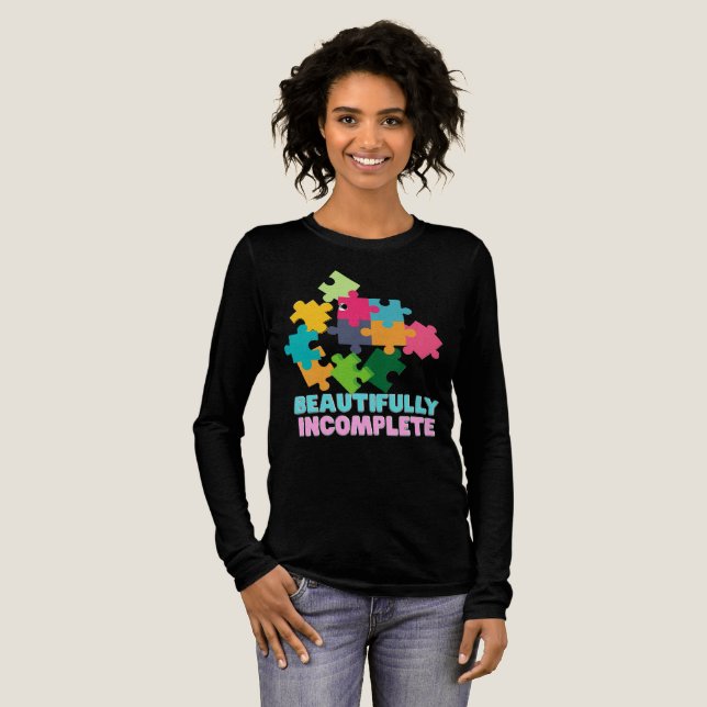 Beautifully Incomplete Colourful Puzzle Piece Tri-Blend Shirt (Full Front)