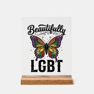 Beautifully LGBT Butterfly Vintage Pride Shirt_1 Acrylic Sign