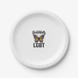 Beautifully LGBT Butterfly Vintage Pride Shirt_1 Paper Plate