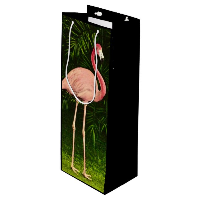 Beautifully Pink Flamingo Wine Gift Bag (Front Angled)