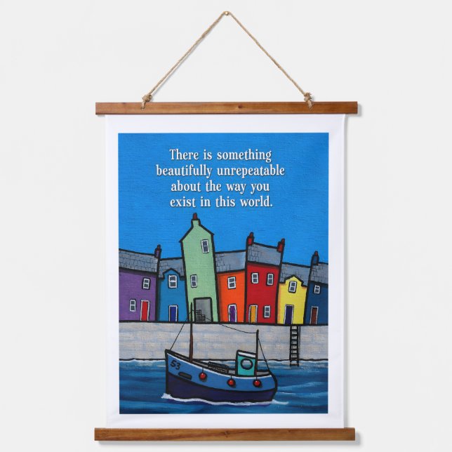 Beautifully Unrepeatable Inspirational Coastal Hanging Tapestry (Front)