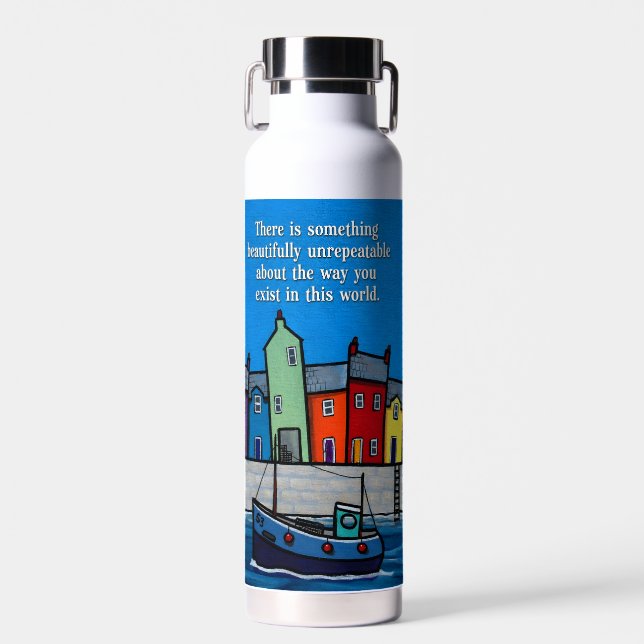 Beautifully Unrepeatable Inspirational Coastal  Water Bottle (Front)