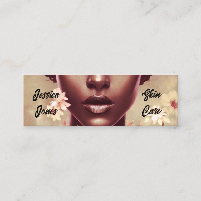 Beautify skin care black woman close up mini business card (Front)