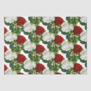 Beautiufl Red White Roses Vintage Botanical Tissue Paper