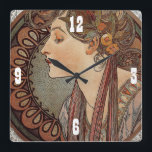 Beautjful, Vintage, Art Deco, Wall Clock<br><div class="desc">Lovely art by Alphonso Mucha. Great gift for birthdays,  weddings or Christmas.   Add text if you like or personalise with a name or initial.</div>