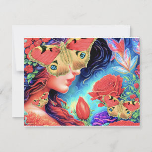 "Beautopia" Butterfly ART Beautiful Surreal Woman Invitation