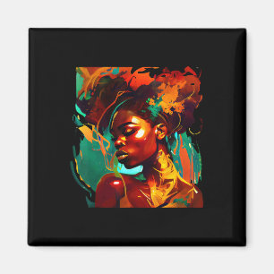 Beautuful Black Art African American Woman Paintin Magnet