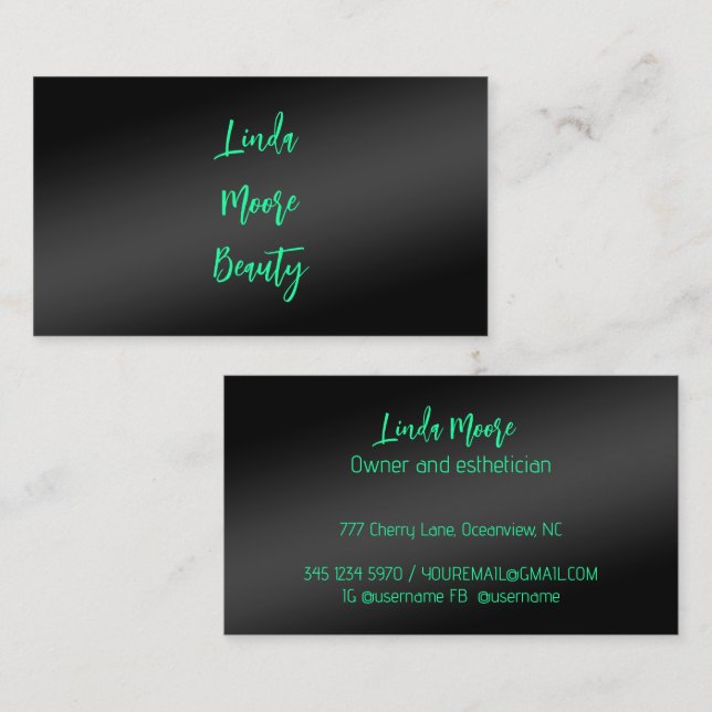 Beauty Aesthetician Business Card (Front/Back)