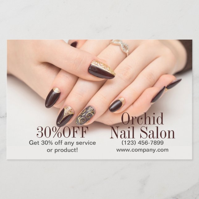 Beauty Aesthetician Manicure Nail Salon Price List Flyer (Front)