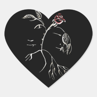 Beauty and Beast Rose Heart Sticker