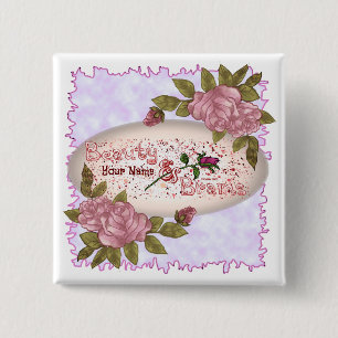 Beauty and Brains 15 Cm Square Badge