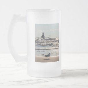 Beauty And Force Frosted Glass Beer Mug