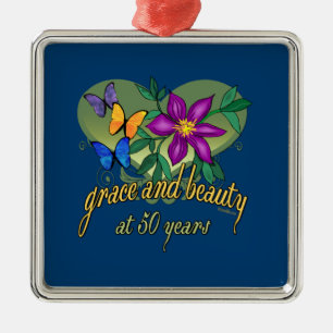 Beauty and Grace 50th Birthday Metal Tree Decoration