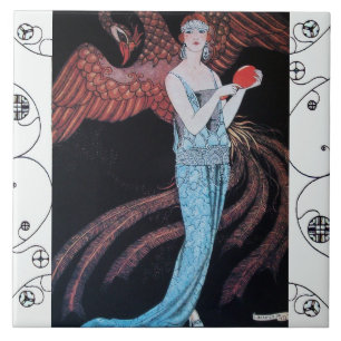 BEAUTY AND PHOENIX Art Deco Woman Fashion Tile