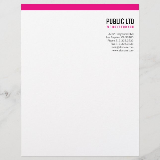 Beauty and Style Pink Custom Letterhead (Front)