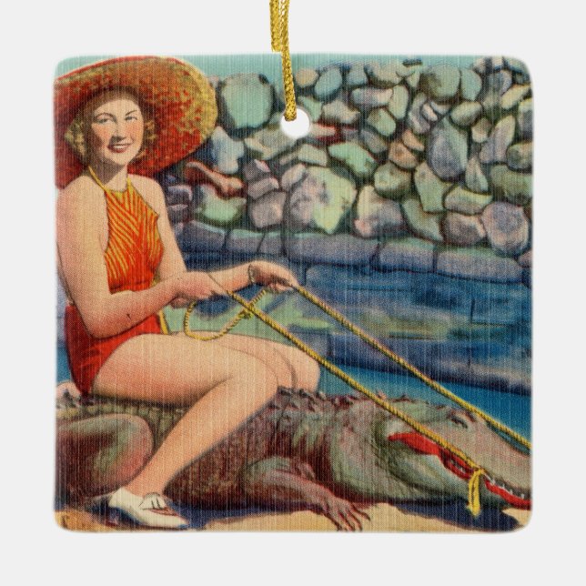 Beauty and the Alligator Beast Ceramic Ornament (Front)