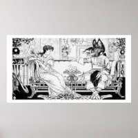 Beauty and the Beast, 1874 (litho) (b/w photo)