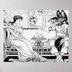 Beauty and the Beast, 1874 (litho) (b/w photo) Poster