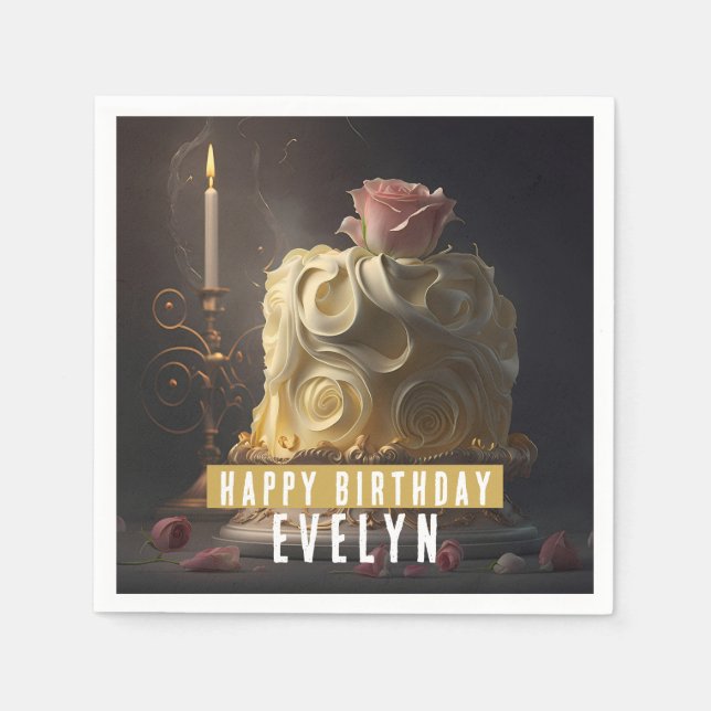 Beauty and the Beast Birthday Cake -  Napkin (Front)