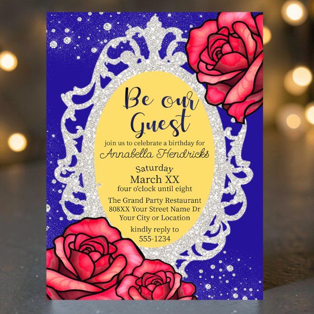 Beauty and the Beast Mirror & Roses Fairytale Invitation (Creator Uploaded)
