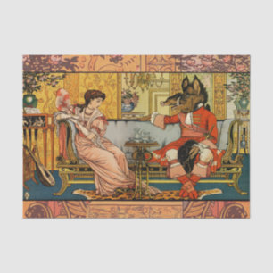 Beauty and the beast original illustration art tissue paper