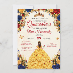 Beauty and the Beast Quinceañera Invitation