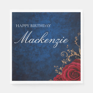 Beauty and the Beast Red Roses Custom Name Napkin