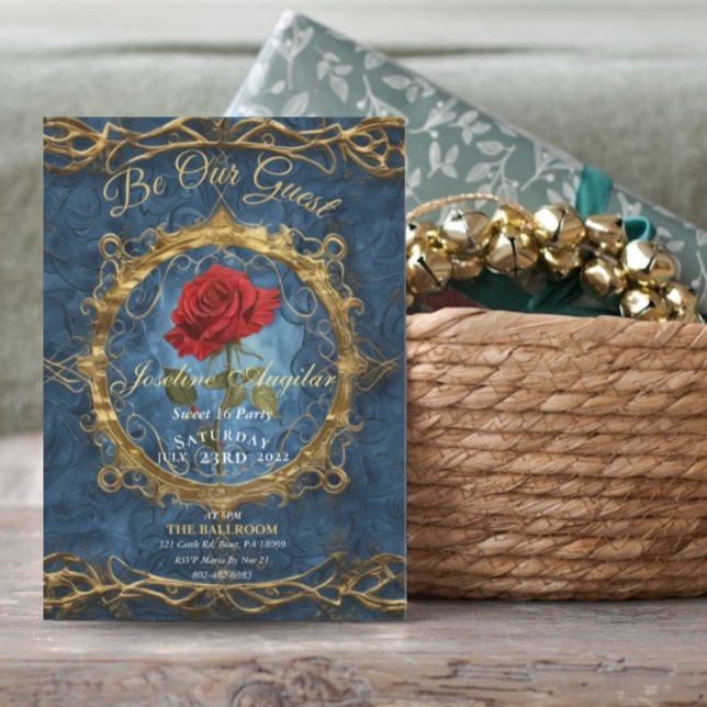 Beauty and the Beast Rose Customisable photo sweet Invitation (Creator Uploaded)