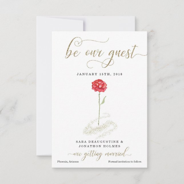 Beauty and the Beast Save the Date Announcement (Front)