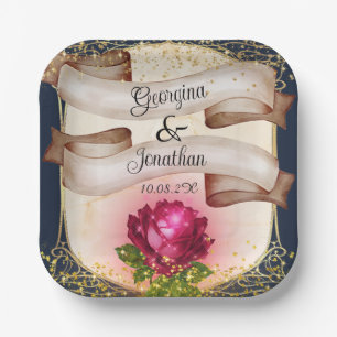 Beauty and the Beast Vintage Fairy Tale Wedding Paper Plate