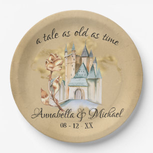 Beauty and the Beasty Fairytale Castle and Rose Paper Plate