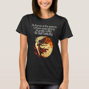 Beauty Autumn Lady in windy Leaves Season T-Shirt