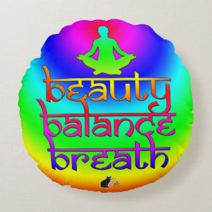 Beauty Balance Breath Rainbow Intentions Round Cushion