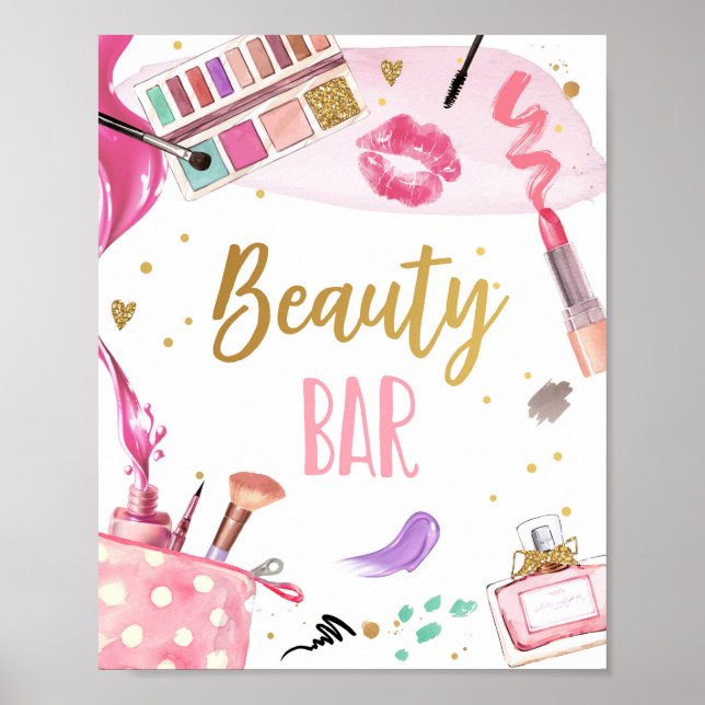 Beauty Bar Spa Party Makeup Glamour Girl Birthday Poster (Front)