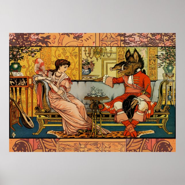 Beauty Beast Classic Art Illustration Poster (Front)